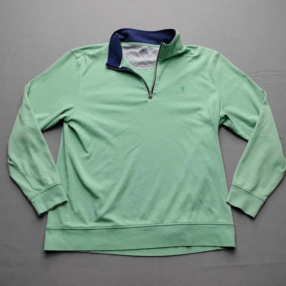 IZOD Saltwater Mens XL Mint Green Quarter Zip Pullover Sweatshirt Relaxed